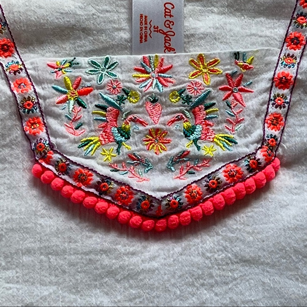 Cat & Jack Size 3T White with Multi Color Embroidery Swimsuit Coverup Dress - Picture 4 of 10